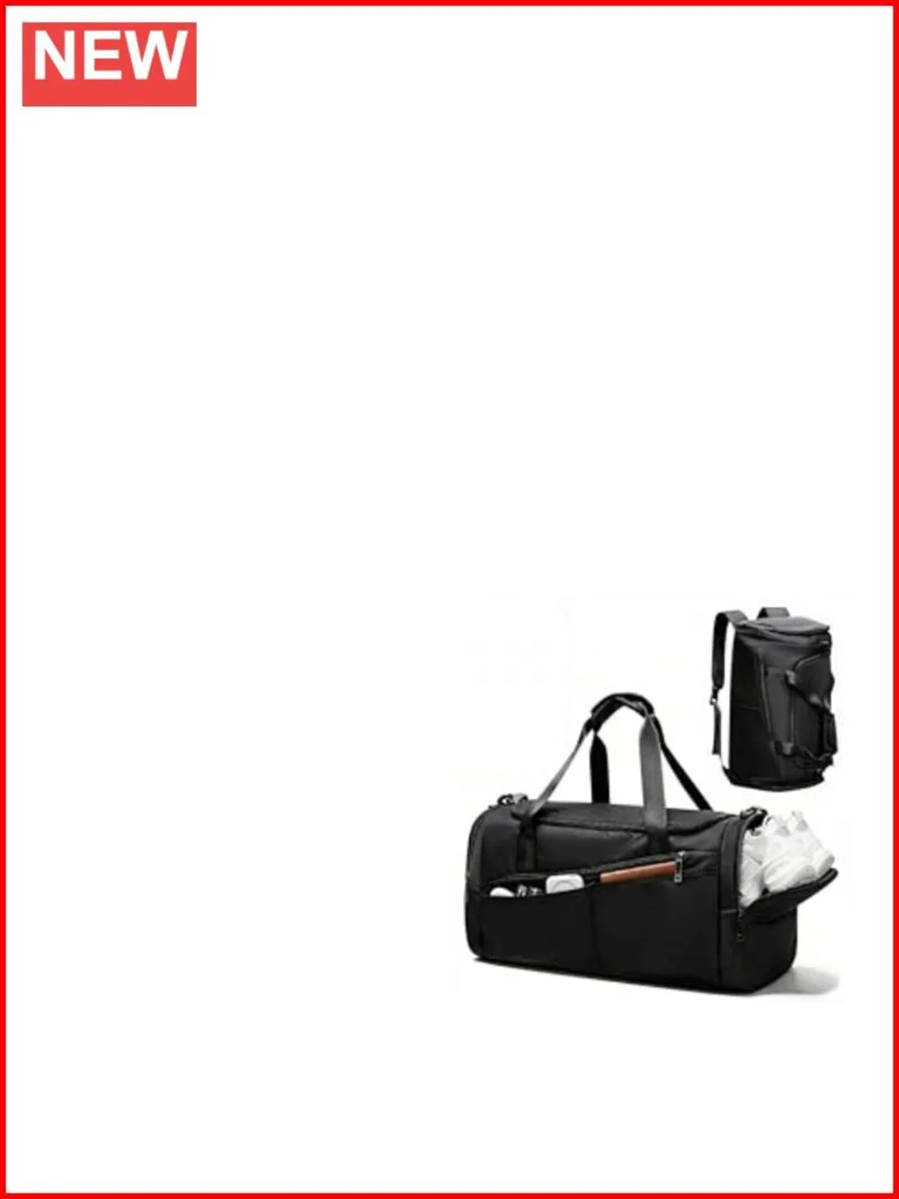 Convertible 3-in-1 Gym Duffel Bag with Shoe Compartment Backpack Waterproof